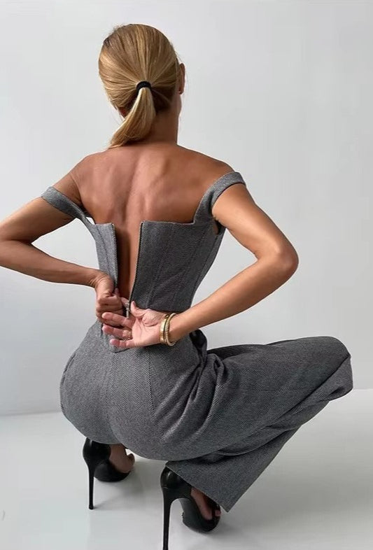 Corset Vest Blazer Trouser Three Piece Set