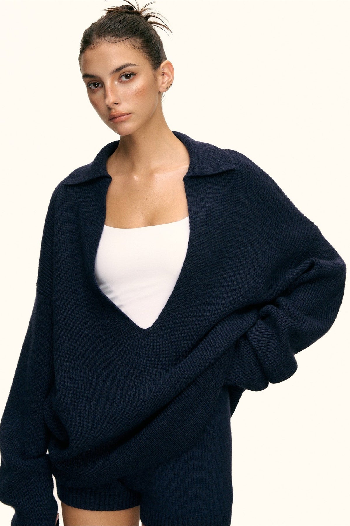 Slouchy V-Neck Sweater Set Knit Set