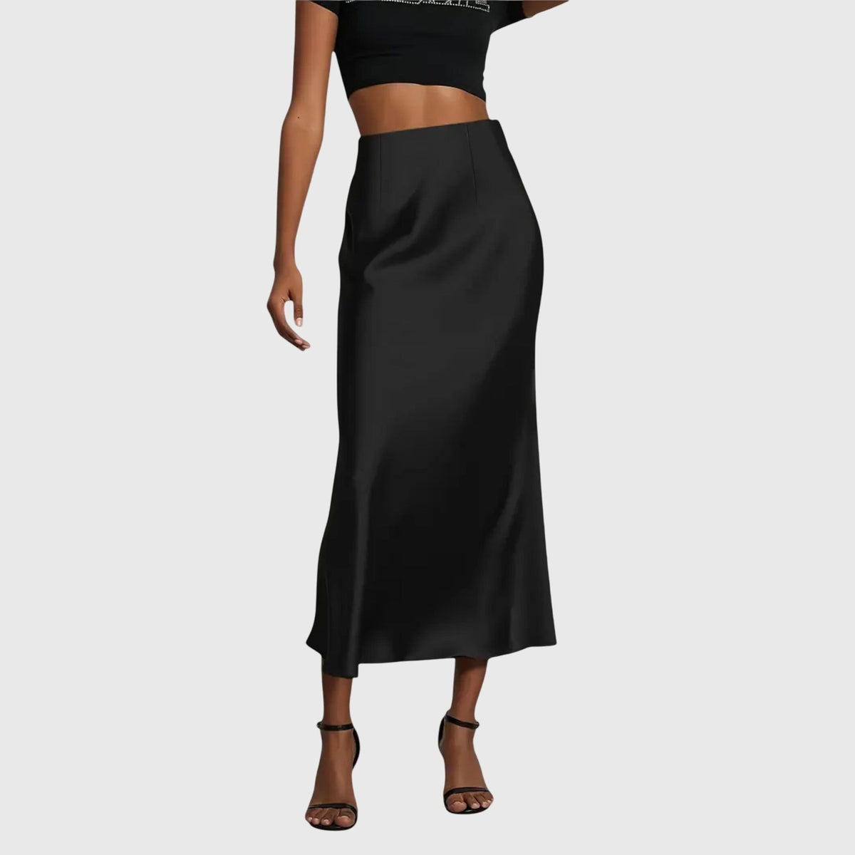 High Waist Satin Fishtail Midi Skirt 4
