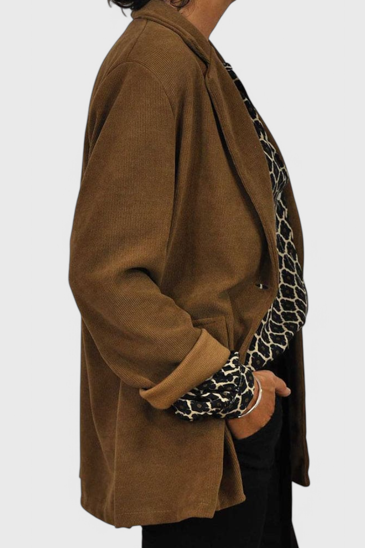 Geometric Print Button Front Long Sleeve Blouse 3