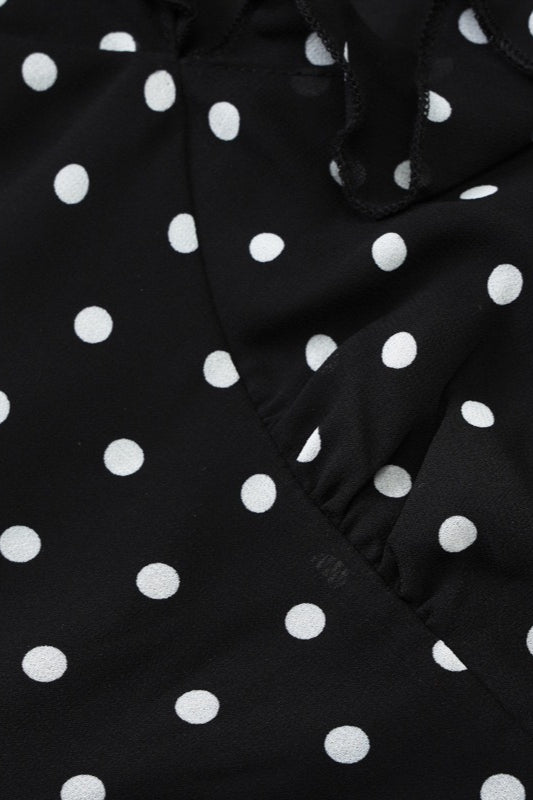 Polka Dot V-Neck Mesh Sleeveless Bodycon Mini Dress - View 3