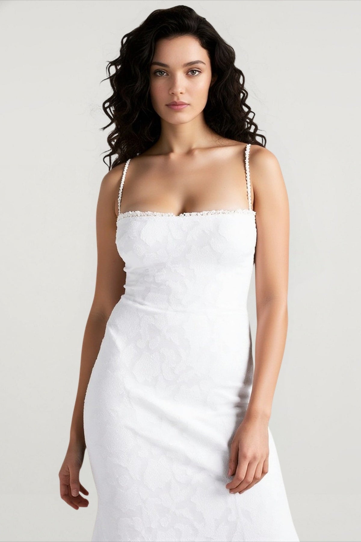 Tie Waist Sling Embroidered Mermaid Lace Dress - View 6