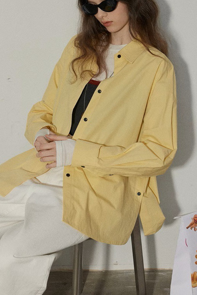 Relaxed Button Front Blouse