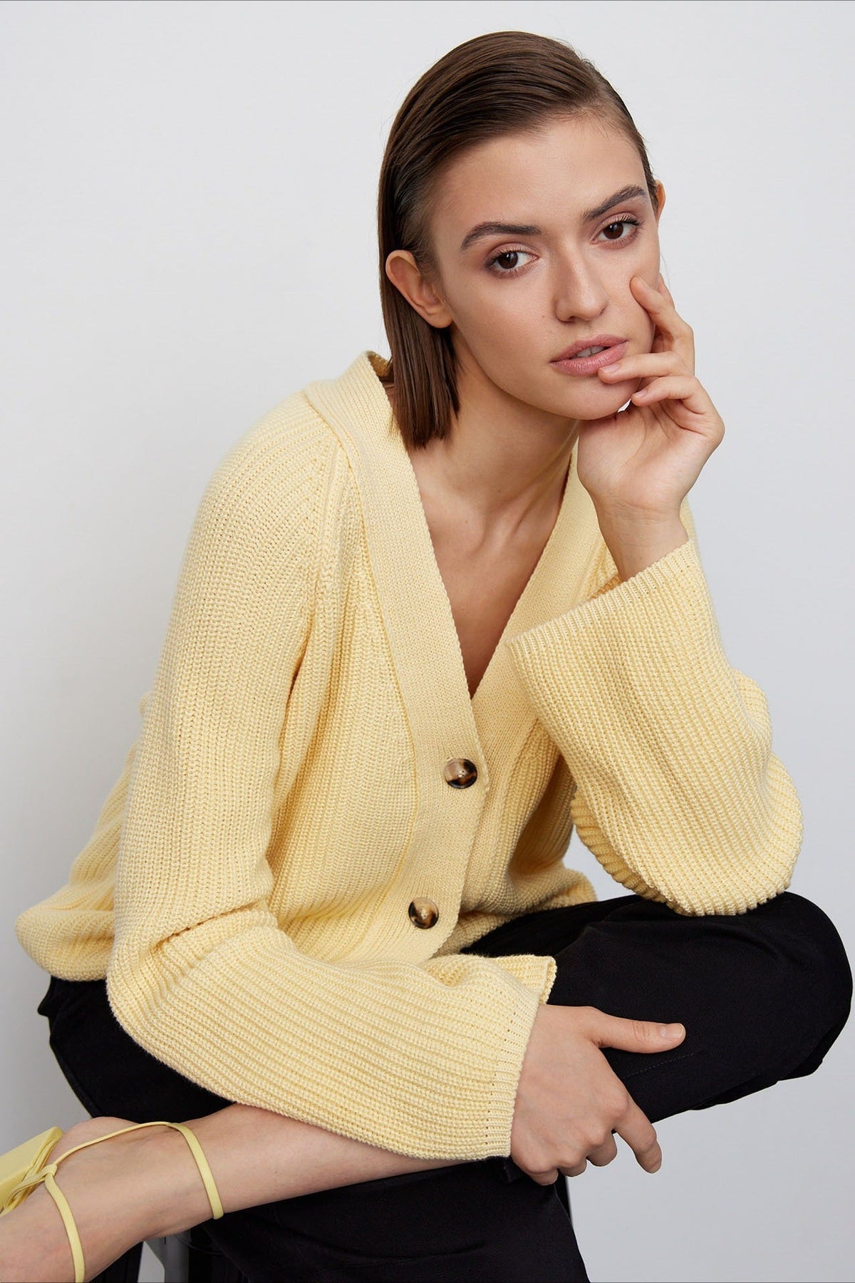 V Neck Cropped Batwing Cardigan