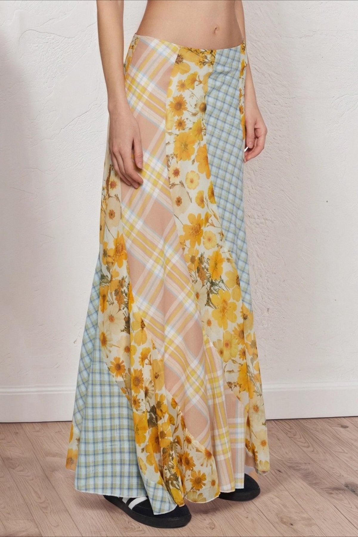 Floral Boho Tiered Ruffle Midi Skirt