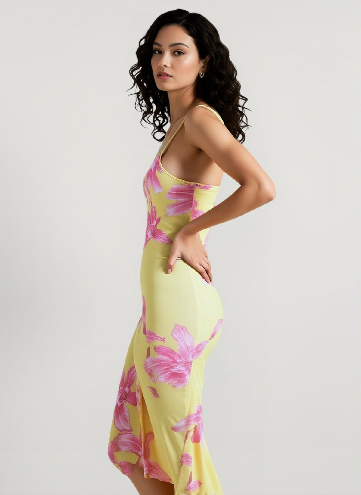 Floral V-Neck Spaghetti Strap Slip Maxi Dress 4