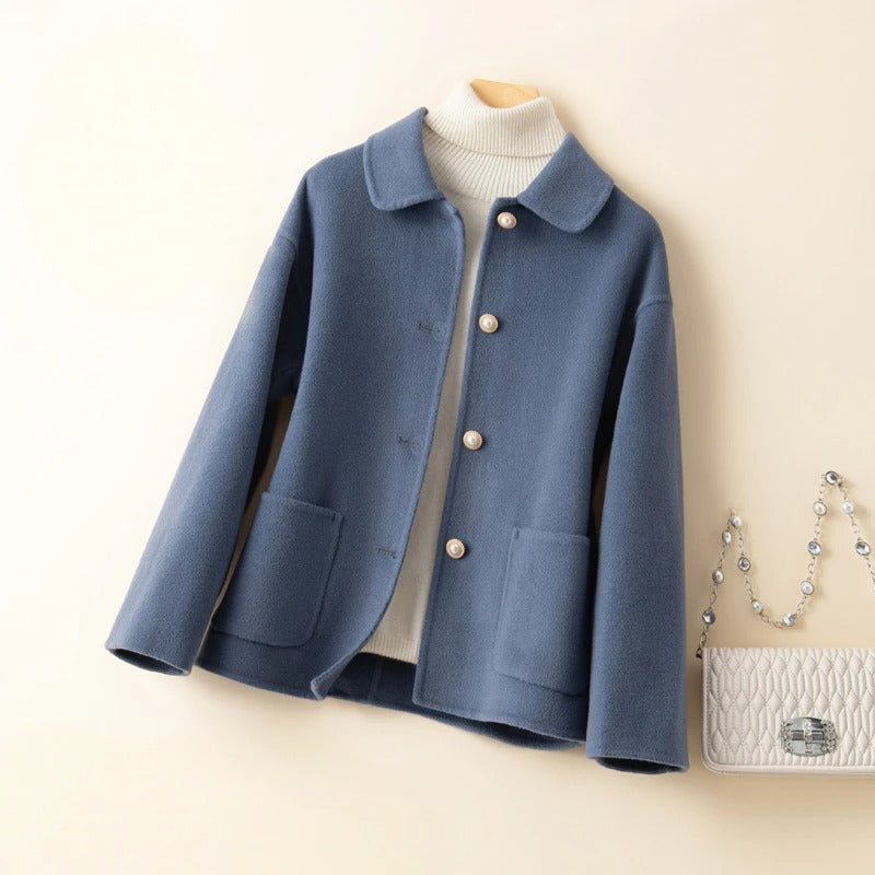 Collared Button Front Patch Pocket Cropped Coat 4
