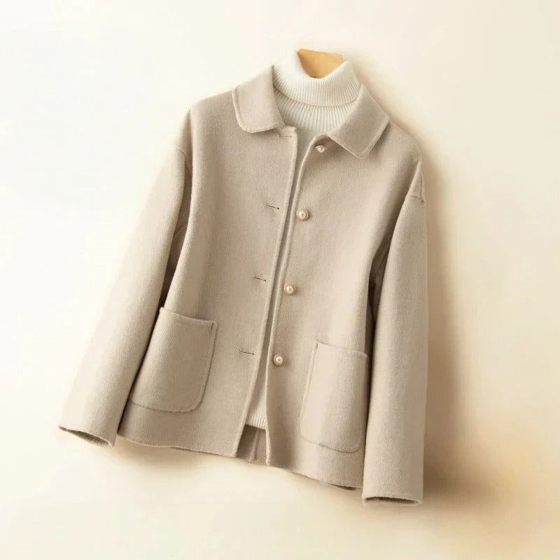 Collared Button Front Patch Pocket Cropped Coat 2