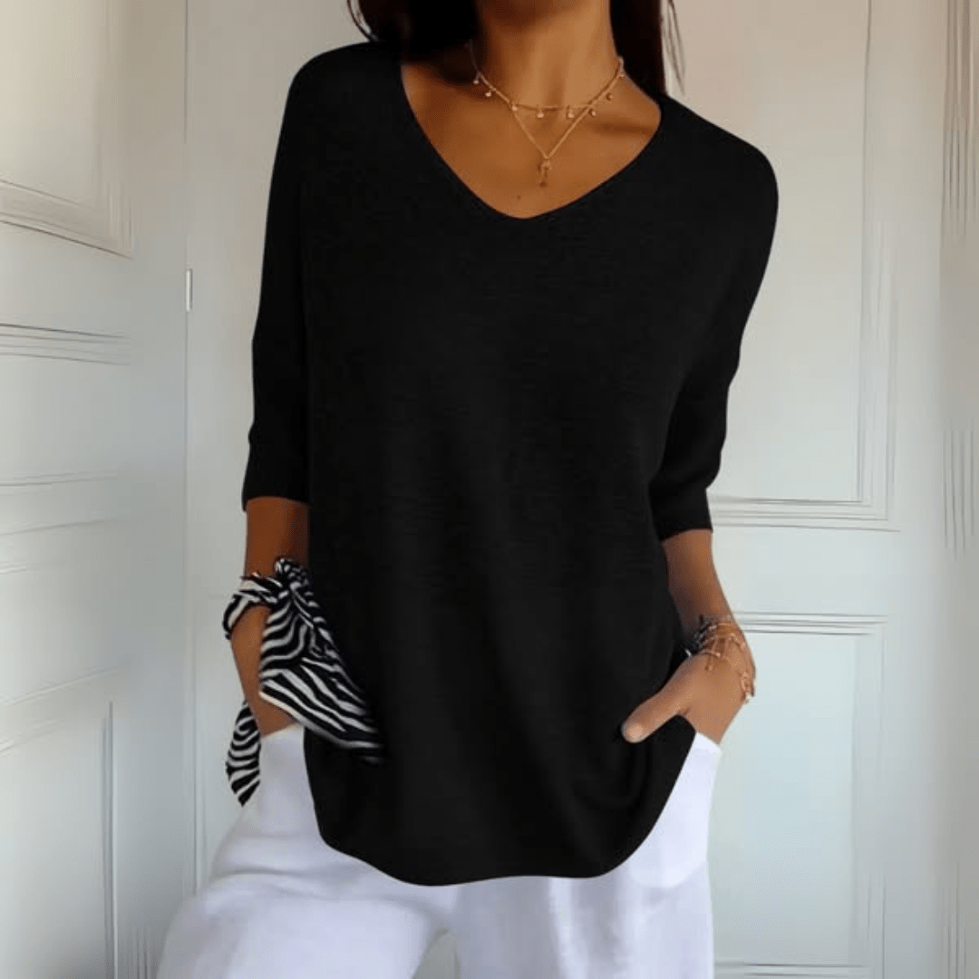 V-Neck Half Sleeve Relaxed Knit Top 6