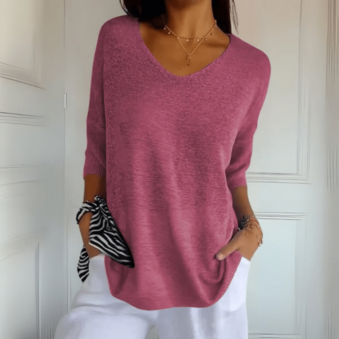V-Neck Half Sleeve Relaxed Knit Top 5
