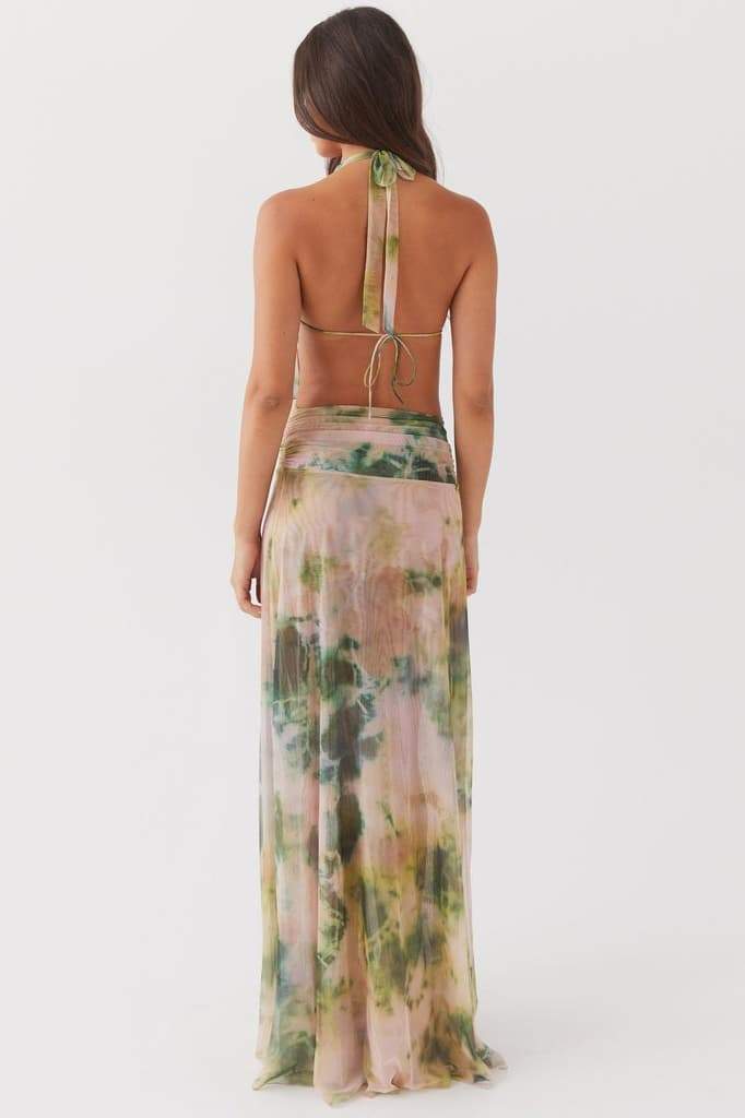 Halter Neck Deep V-Neck Draped Cowl Maxi Dress - View 5