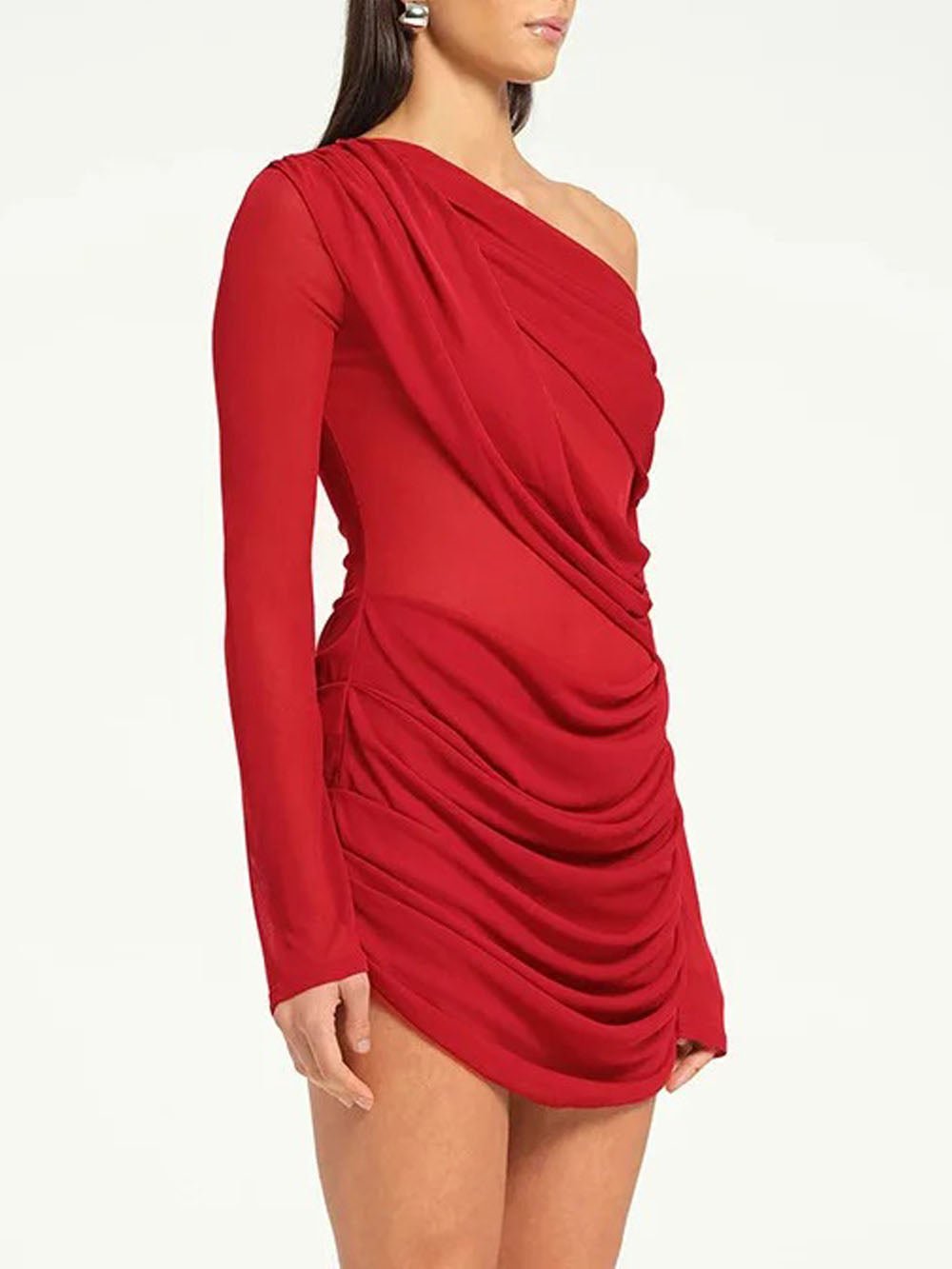Ariana One Shoulder Mesh Mini Dress - View 3