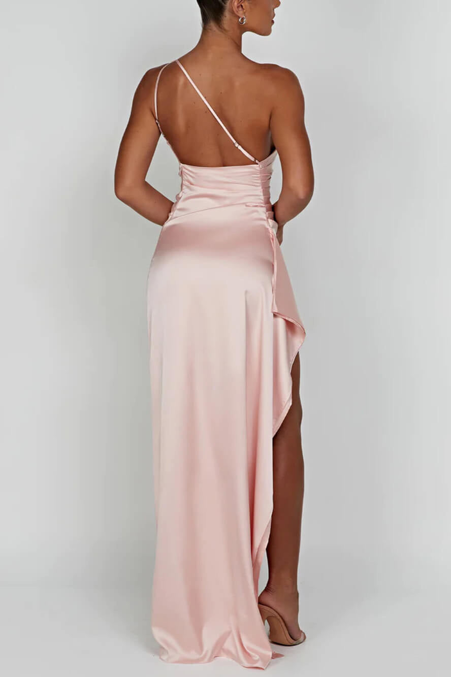 Ariana Timeless Satin Maxi Dress with Slit Designer Edit - View 3