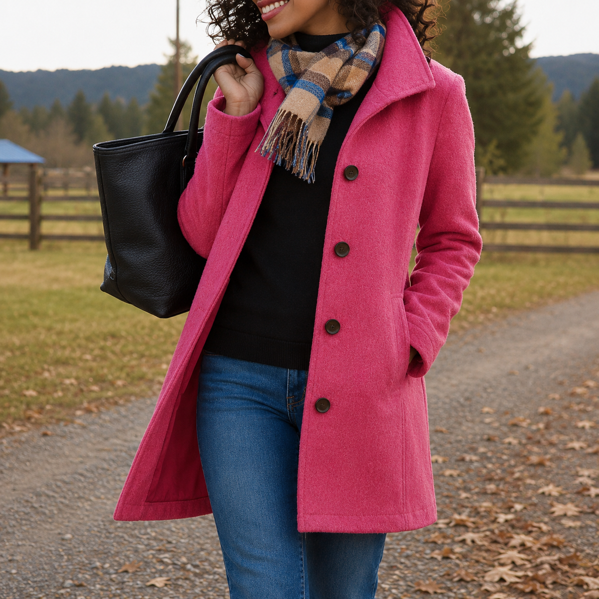 Button Front Notch Collar Longline Wool Coat 9