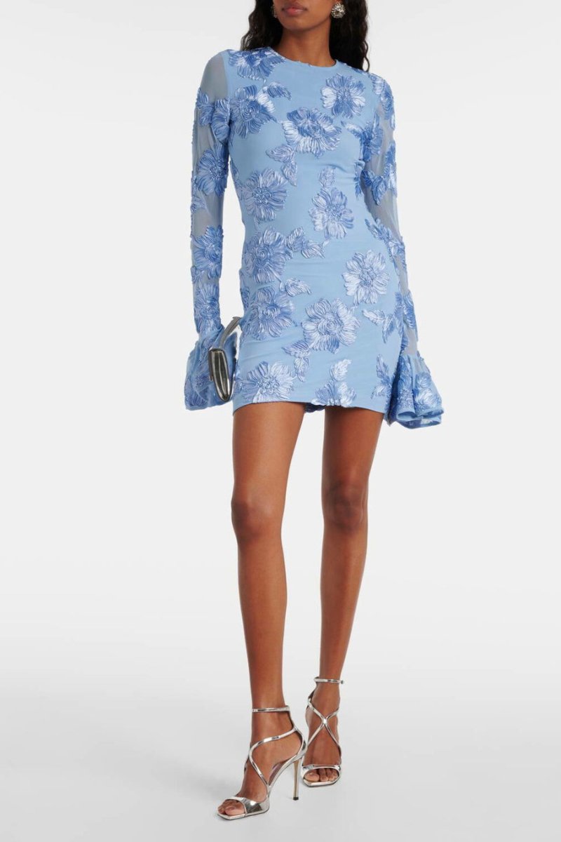 Norma Chic Backless Embroidered Mesh Mini Dress Silhouette Collection - View 10