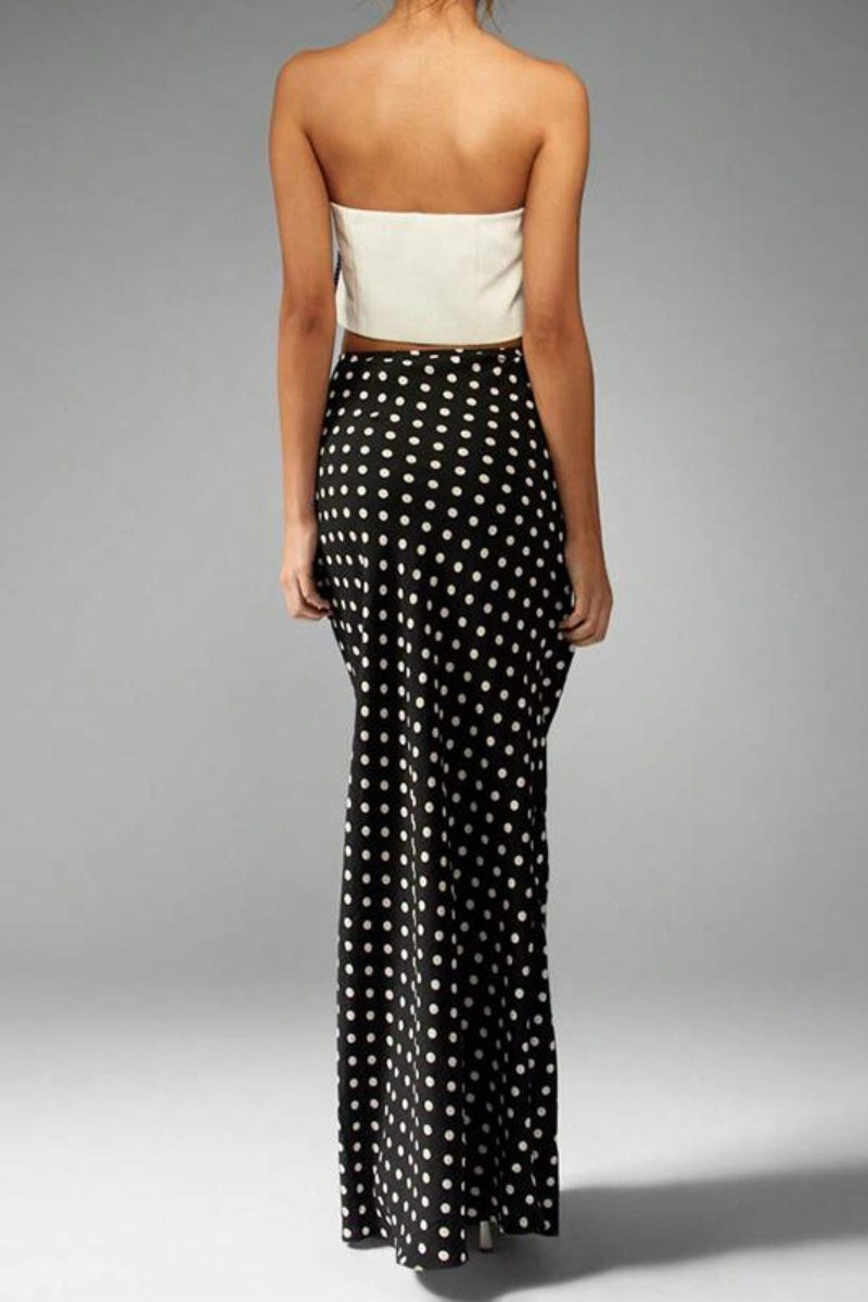 Polka Dot Office Bodycon Midi Skirt
