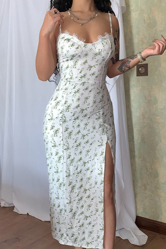 Velvet Deep V-Neck High Split Slip Maxi Dress - View 12