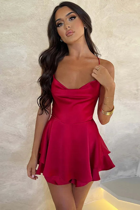 Satin Crisscross Mini Dress - View 5