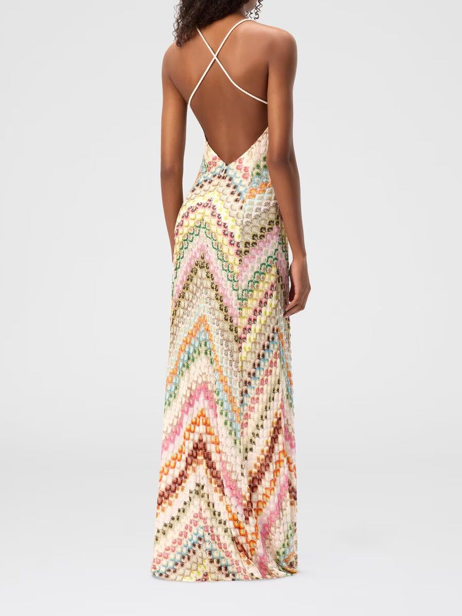 Crochet V-Neck Spaghetti Strap Maxi Dress 2