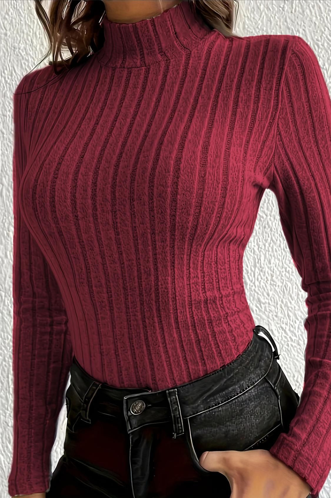 Slim Fit Mock Neck Knit Sweater