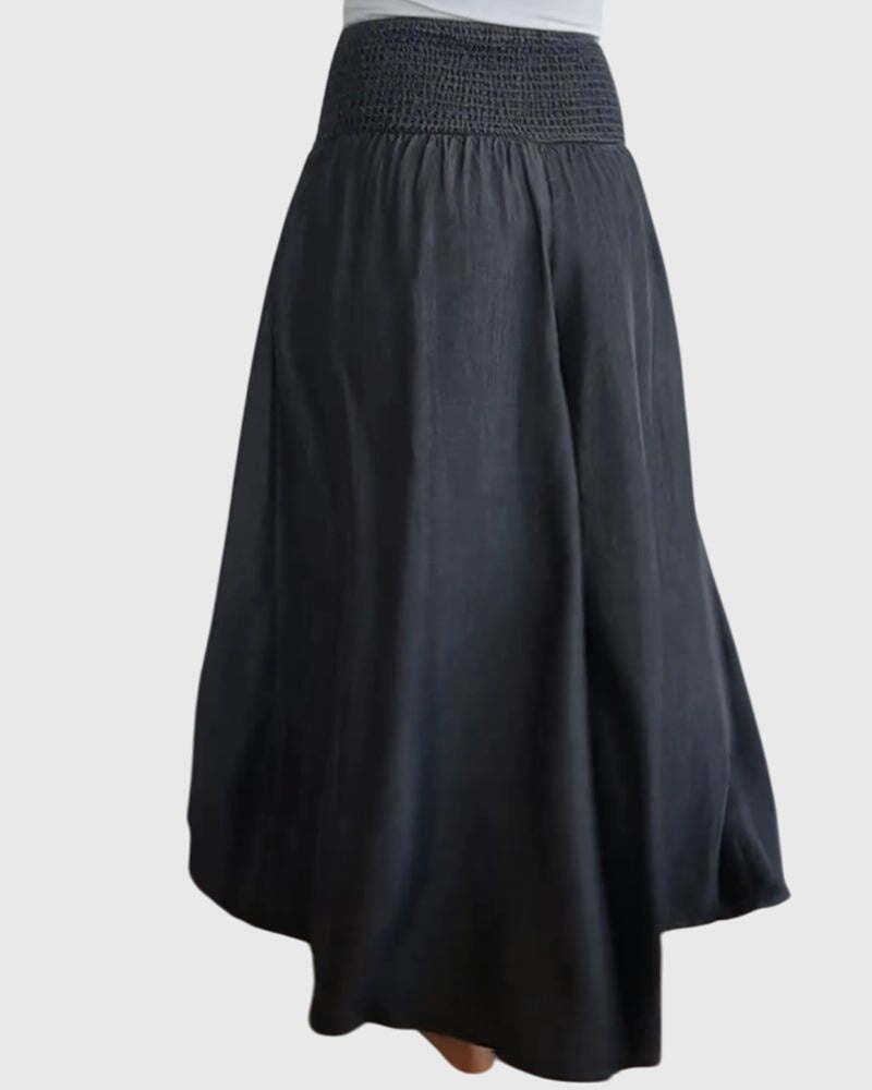 Smocked High Waist Wide Leg Denim Palazzo Pants 5