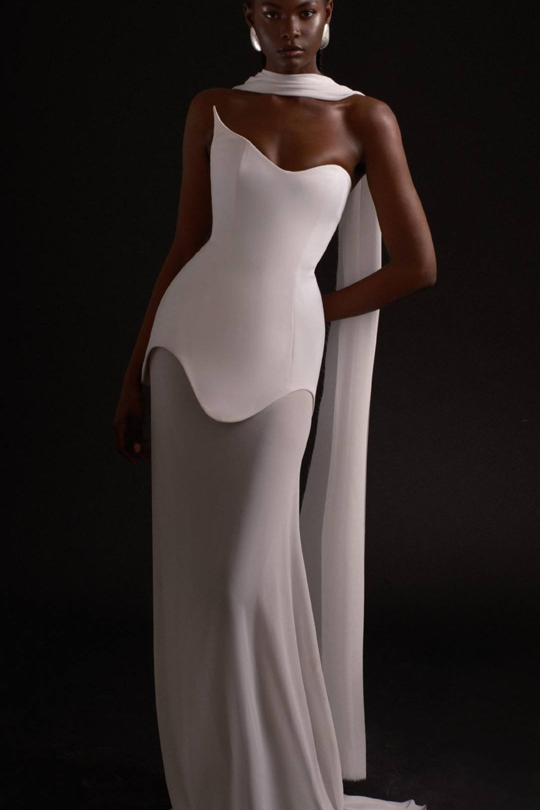 One Shoulder Sweetheart Sheer Mesh Bodycon Maxi Gown - View 9