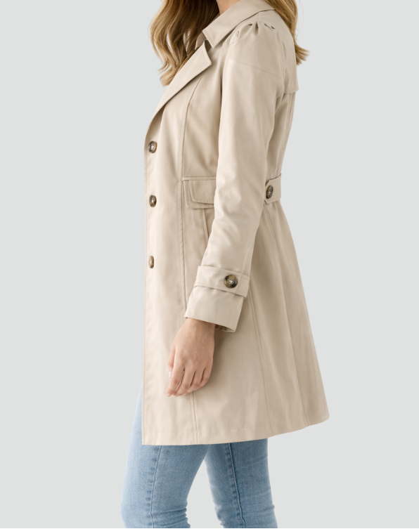 Single Breasted Notch Lapel Belted Trench Coat 3