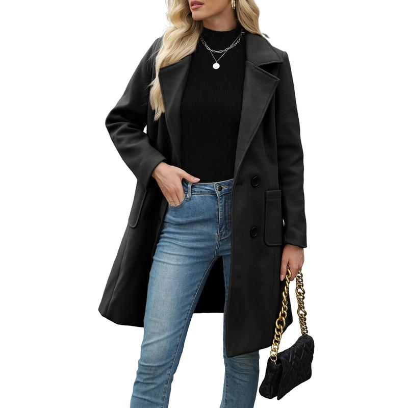 Double Breasted Notch Lapel Longline Coat 4