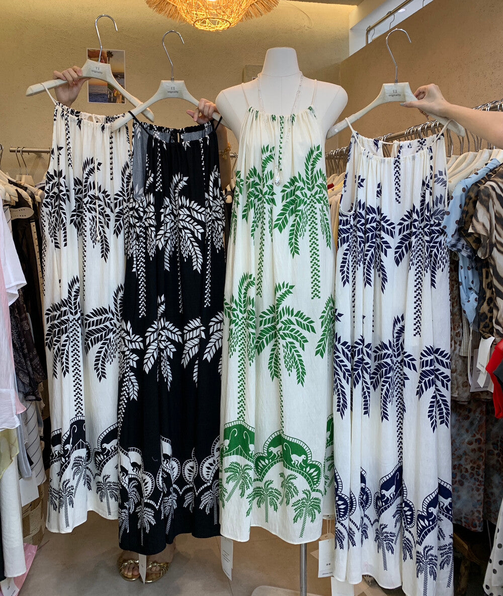 Tropical Palm Print Halter Neck Maxi Dress 2
