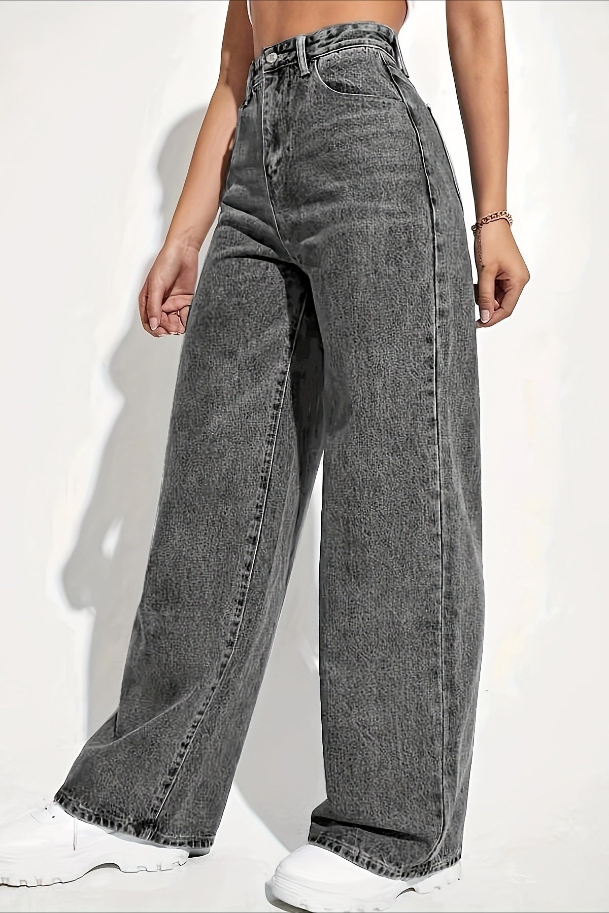 High-Waist Straight-Leg Denim Jeans