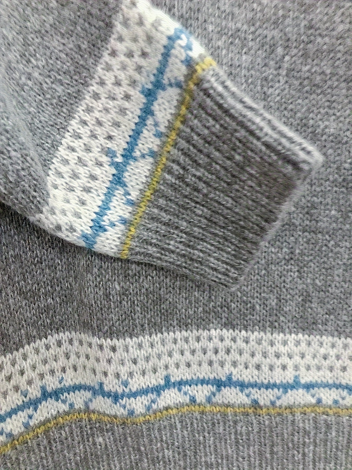 Fair Isle Crew Neck Nordic Knit Sweater 5