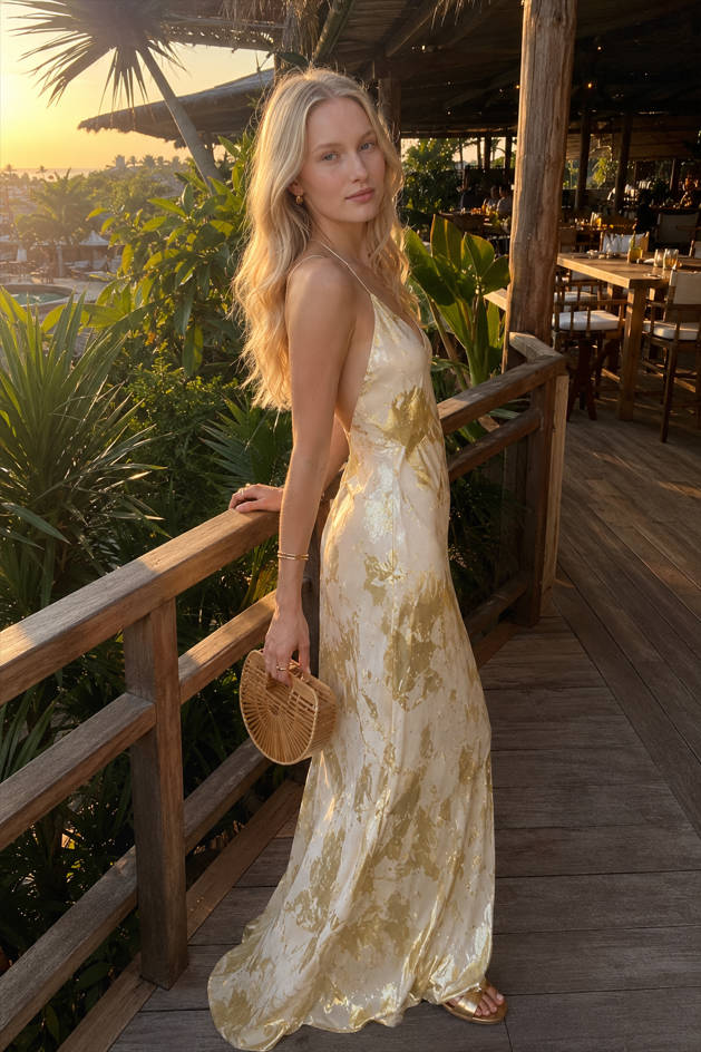 Backless Deep V-Neck Dress