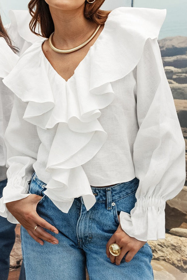 Unique Drop Sleeve Linen Blouse