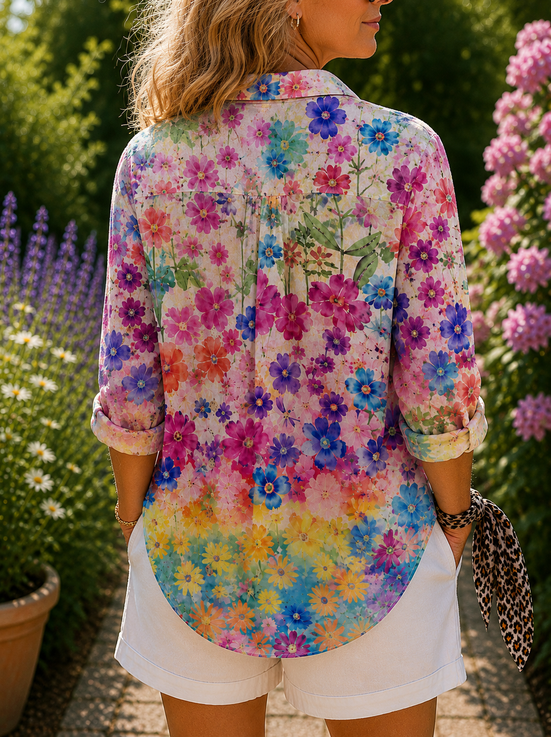 Floral Print Long Sleeve Button Front Blouse 2