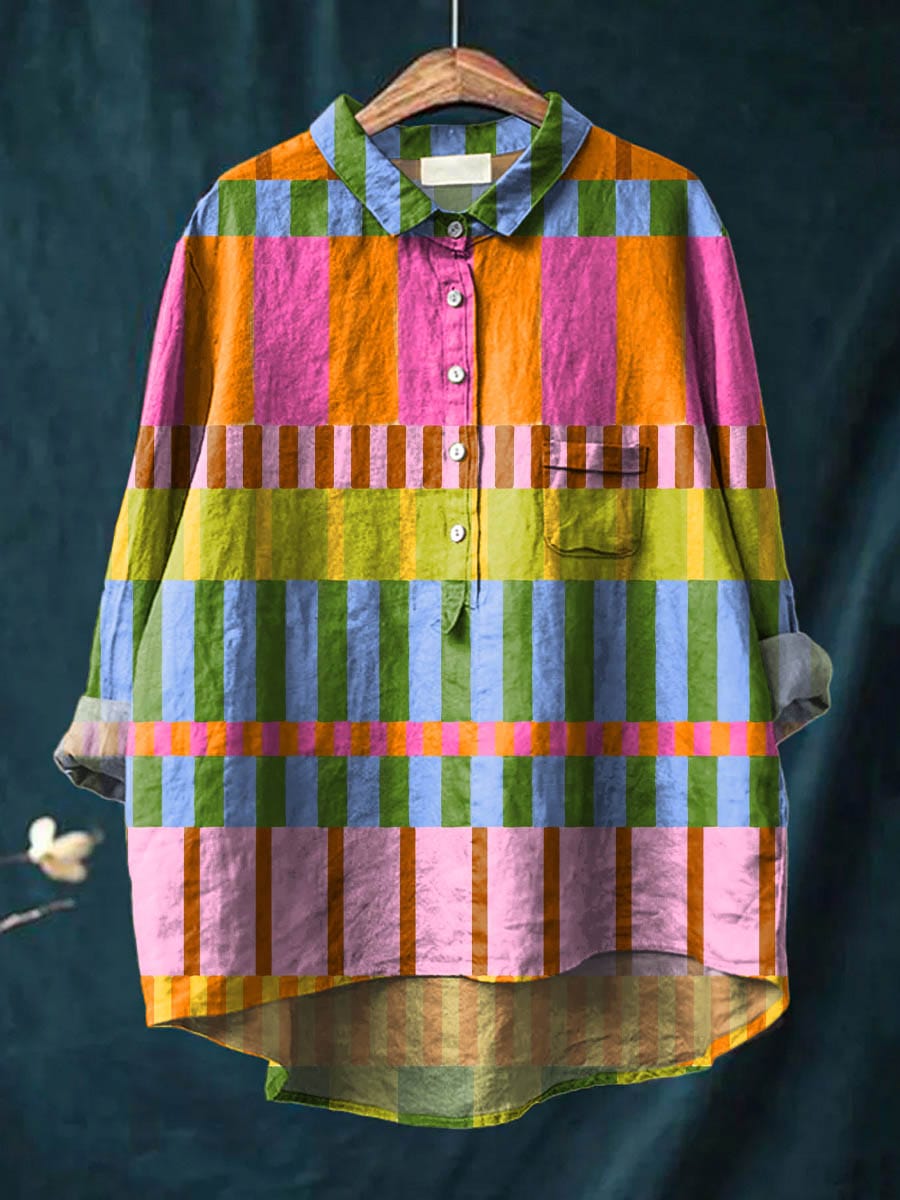 Plaid Long Sleeve Collared Button Front Shirt 2
