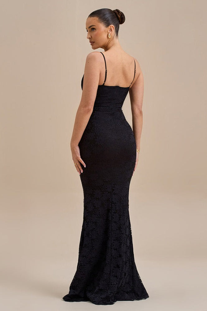 Backless Lace Bodycon Maxi Dress
