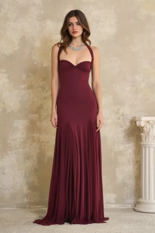 Halter Neck Backless Maxi Dress Party - View 2
