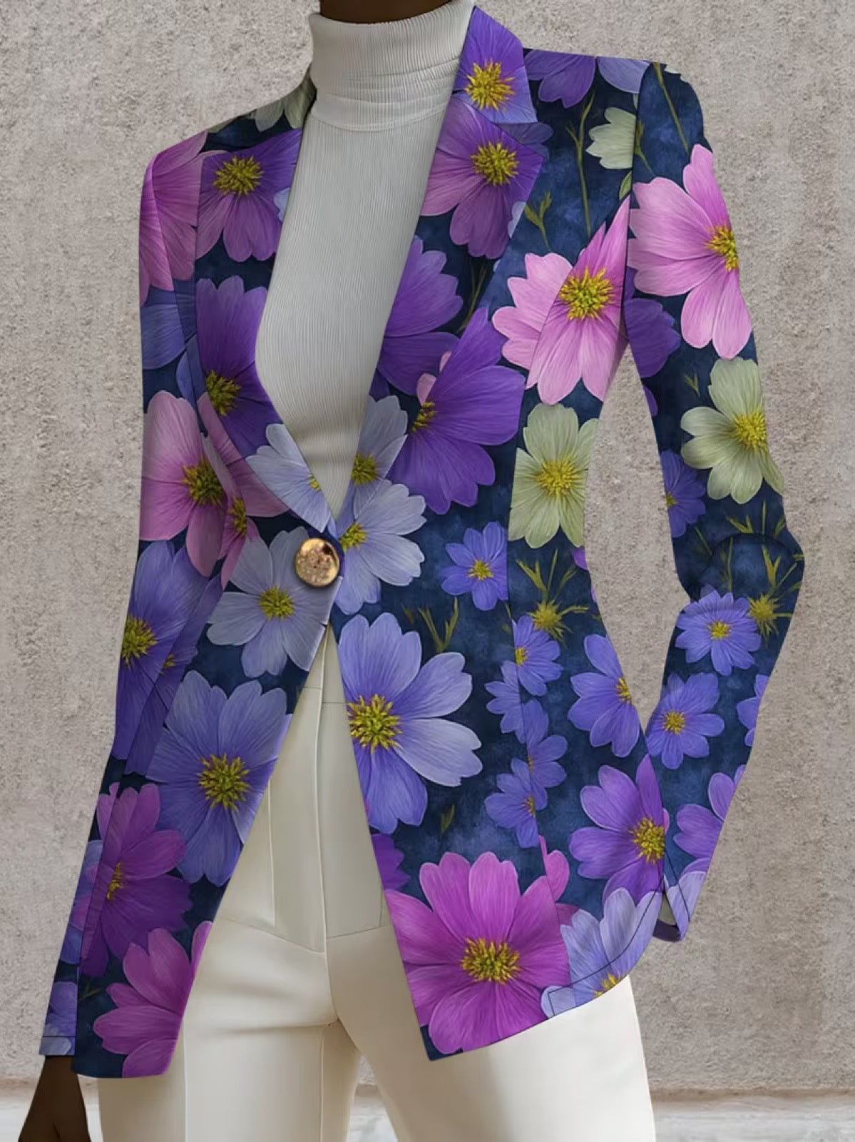 Floral Print Single Button Blazer 3