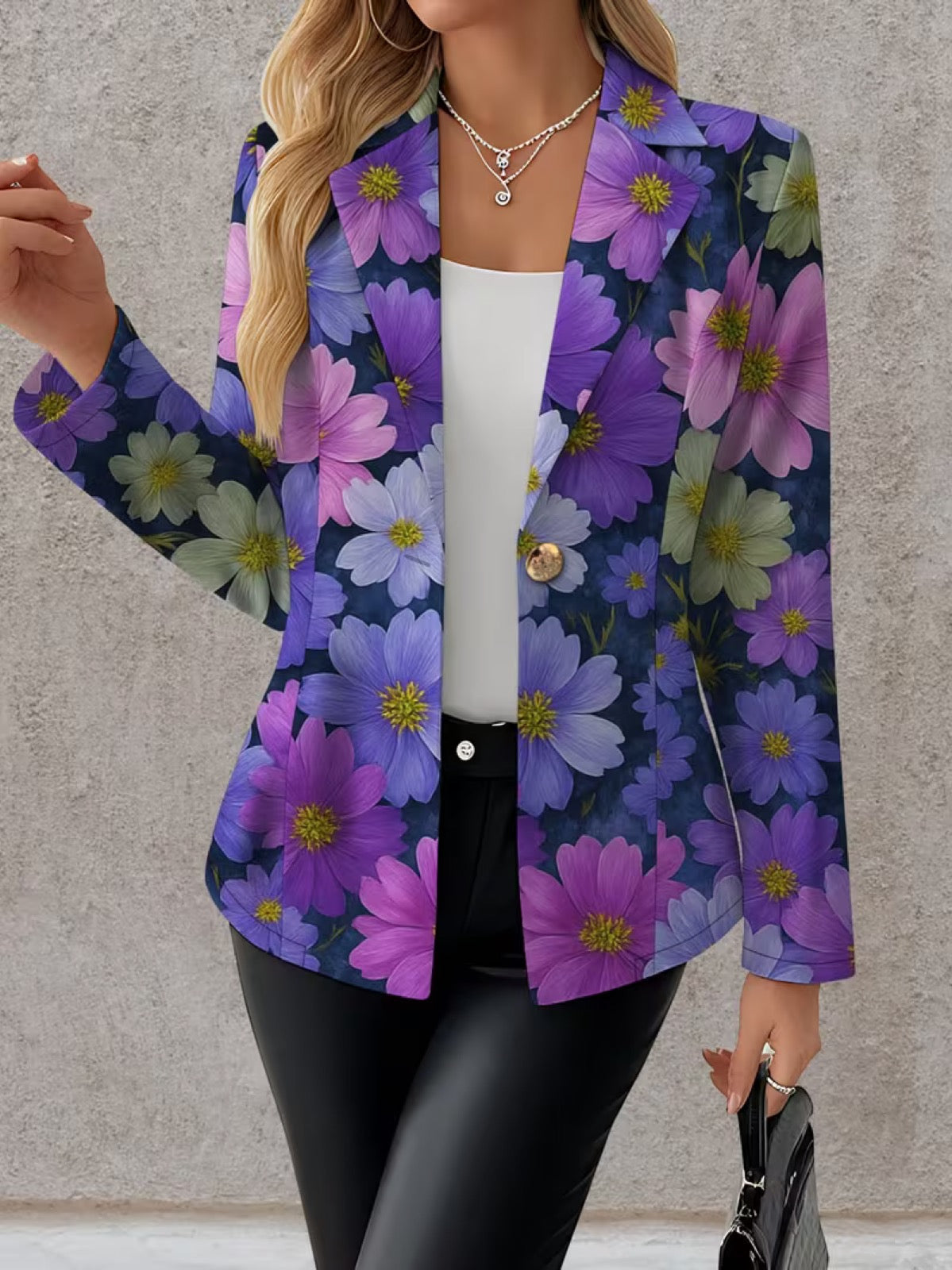 Floral Print Single Button Blazer 4