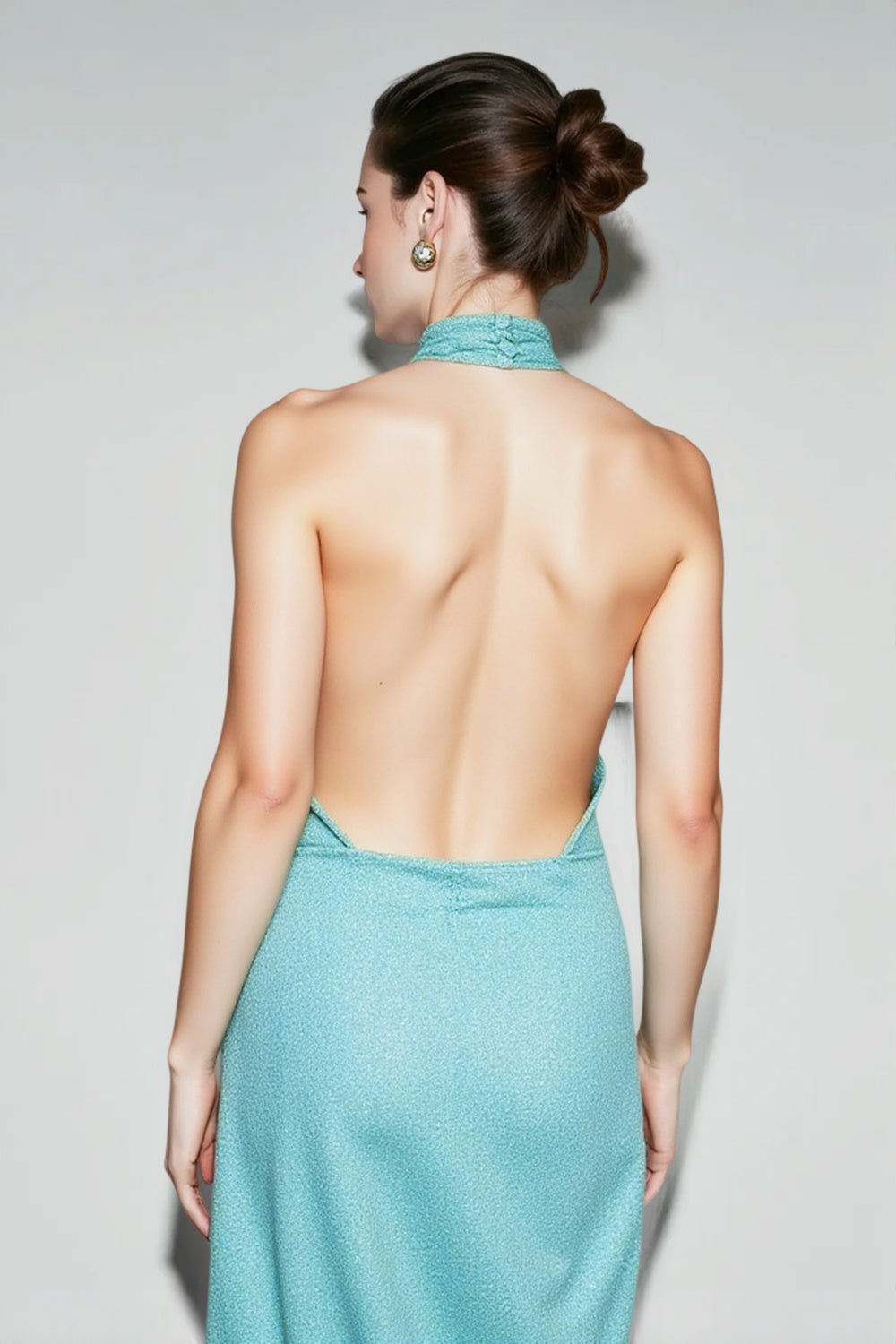Sequin Halter Neck Feather Trim Asymmetrical Bodycon Mini Dress - View 4