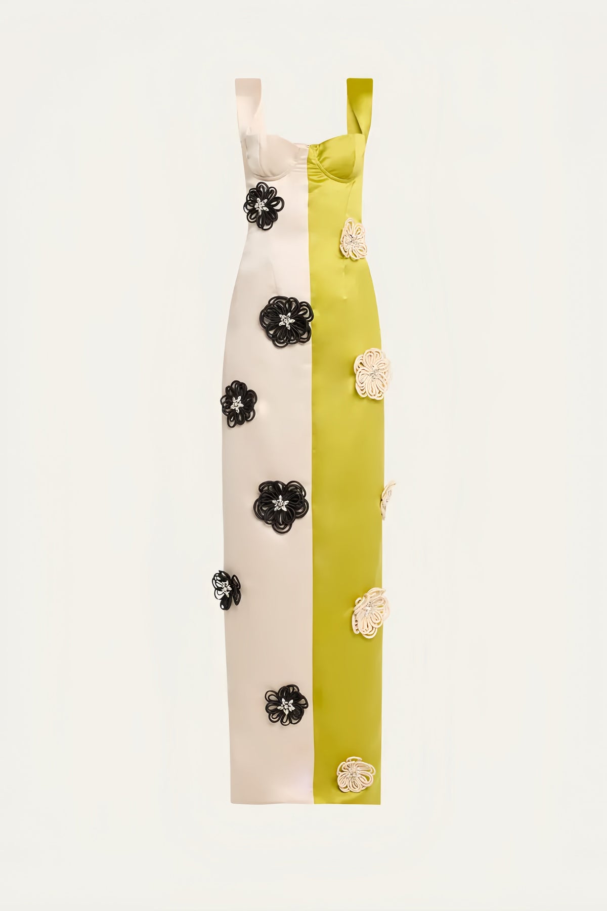 Corded Floral Appliqué Sweetheart Corset Column Bandage Maxi Gown - View 3