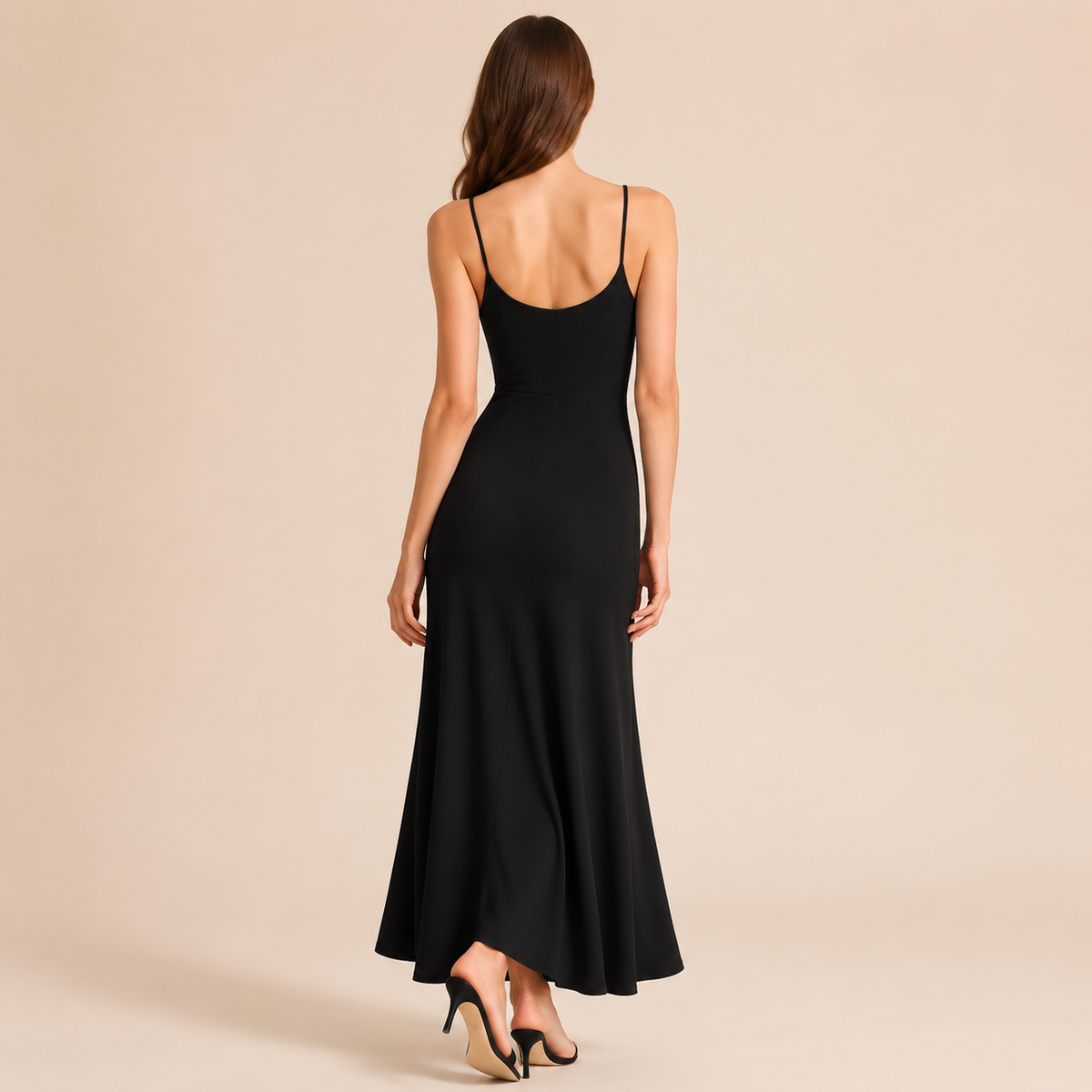 Scoop Neck Spaghetti Strap Fit and Flare Maxi Dress 3