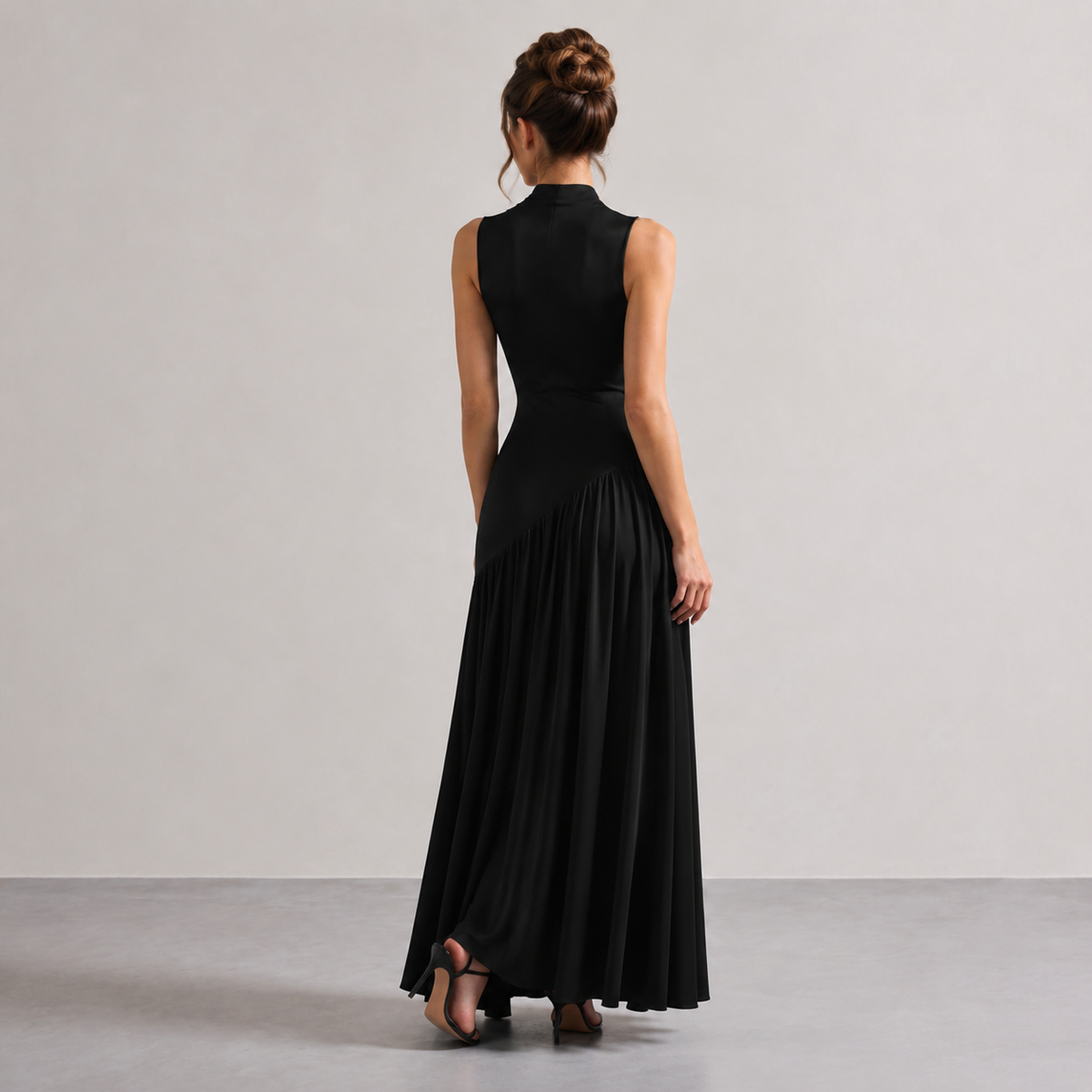High Neck Choker Cut Out High Split Maxi Dress 3