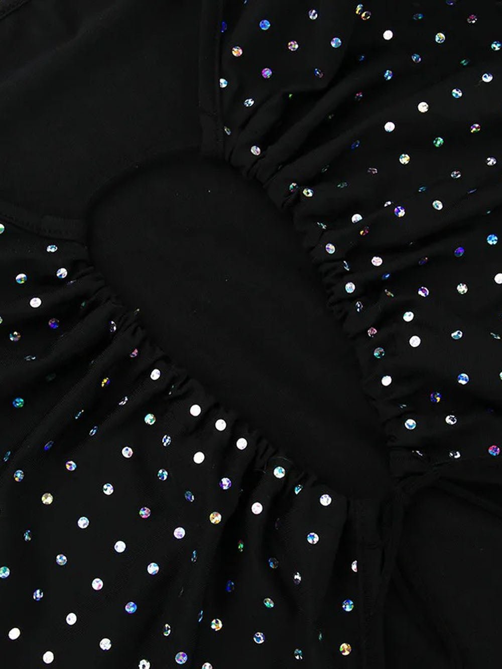 Rhinestone Mesh Long Sleeve Keyhole Cut Out Bodycon Midi Dress - View 7