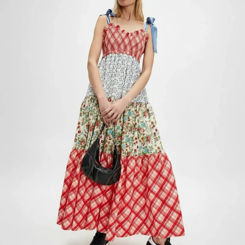 Floral Print Sweetheart Smocked Tiered Maxi Dress 8