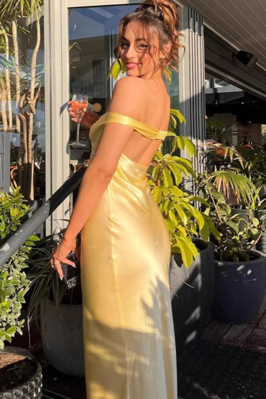 Satin Off Shoulder Ruched Bodycon Maxi Dress - View 2