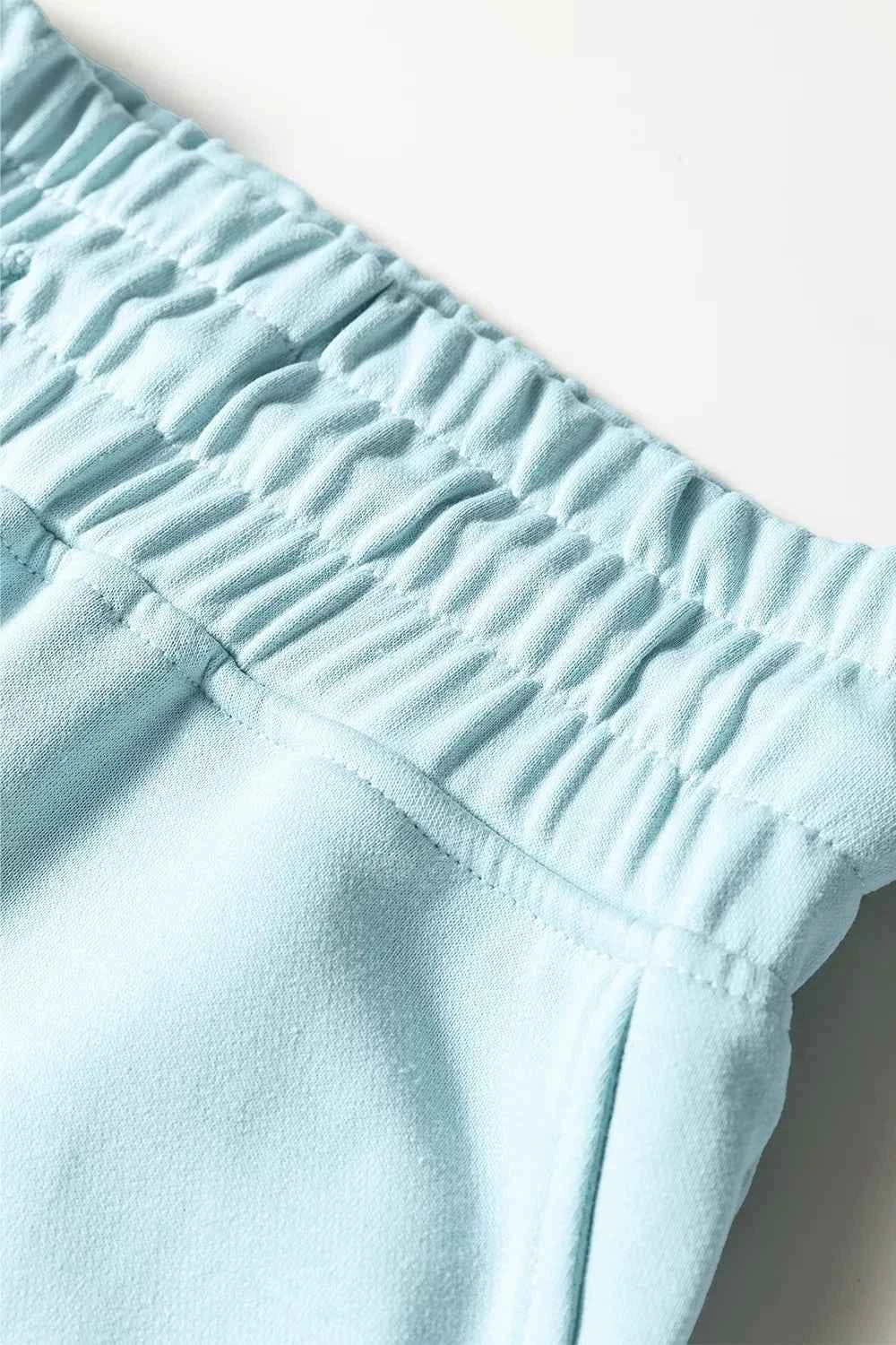 Drop Shoulder Puff Sleeve Crop Pullover Drawstring Wide