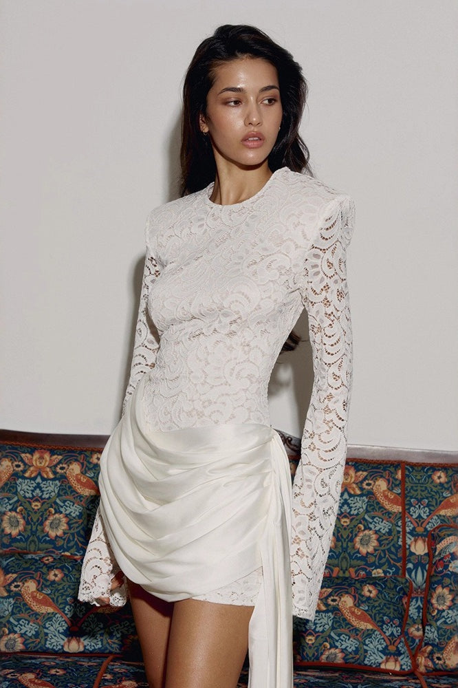 High-Waist Backless Lace Bodycon Dress