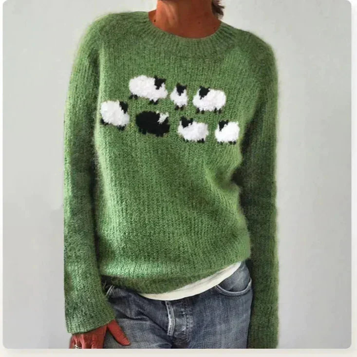 Boat Neck Long Sleeve Fair Isle Knit Sweater 3
