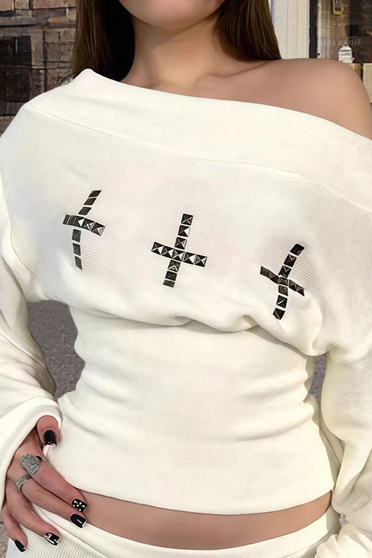 American Vintage Stud Sweater Shorts Knit Set